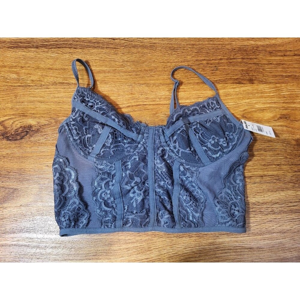 Tillys‎ Longline Blue Lace Corset Bra Size M NWT